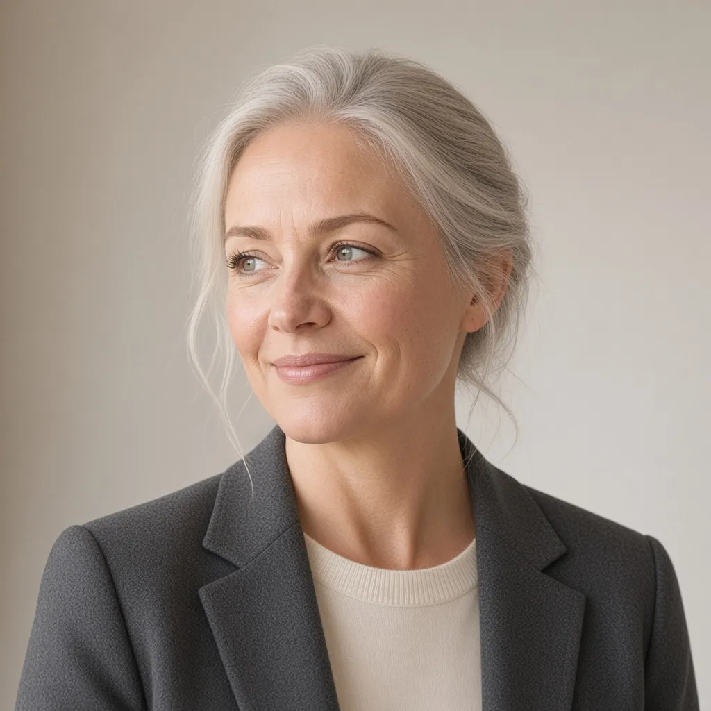 Sara Bergström, head of school, in a charcoal blazer
